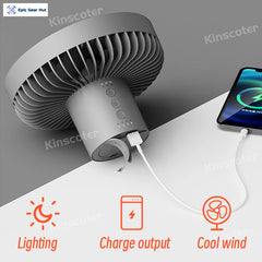 10000mAh 4000mAh Camping Fan Rechargeable Desktop Portable Circulator Wireless Ceiling Electric Fan with Power Bank LED Lighting