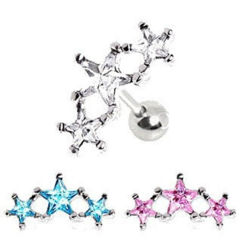 316L Surgical Steel Triple Star Cartilage Earring