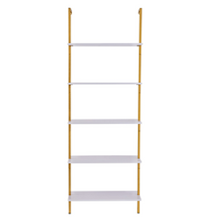 VEVOR Industrial Square Pipe Shelf 5 Tier 24x11.8in Wall-Mount Gold White