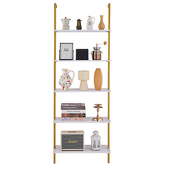 VEVOR Industrial Square Pipe Shelf 5 Tier 24x11.8in Wall-Mount Gold White