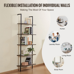 VEVOR Industrial Square Pipe Shelf 5 Tier 24x11.8in Wall-Mount for Bedroom