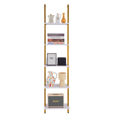 VEVOR Industrial Square Pipe Shelf 5 Tier 15.6x11.8in Wall-Mount Gold White