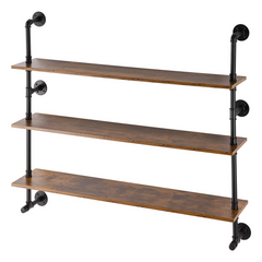 VEVOR Industrial Pipe Shelf 3 Tier 48x9.84in Wall-Mount for Kitchen Bedroom