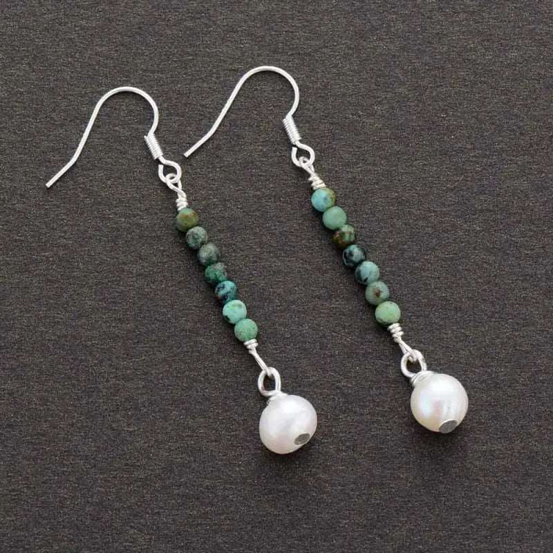 African Turquoises Pearl  Earrings