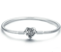 Sterling Silver Tree of  Life Heart Bracelet