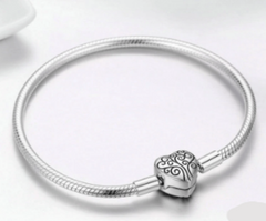 Sterling Silver Tree of  Life Heart Bracelet