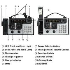 Multi-Function Emergency Hand Crank Solar Radio