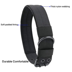 2" Wide Tactical Heavy Duty Nylon Large Dog Collar K9 Military With Metal Buckle