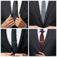 4PCS Mens Stainless Steel Tie Clip Necktie Bar Clasp Clamp Pin Gold Black Silver