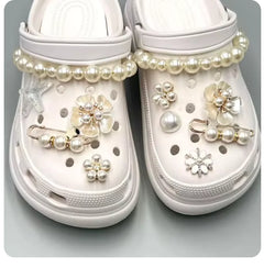 Pearl Chain Shoe Charms for Crocs and Sandals - Elegant DIY Decorations for Women